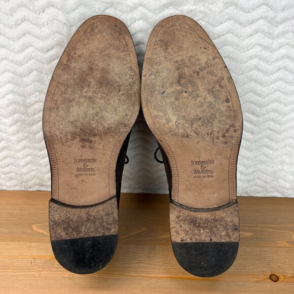 JOHNSTON & MURPHY CELLINI DEERSKIN CAPTOE Derby SIZE 9.5 M - MADE IN ITALY - Picture 13 of 14